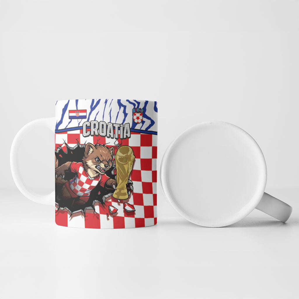 Custom Croatia Football Ceramic Mug Marten In Hole With Checkered Patterns