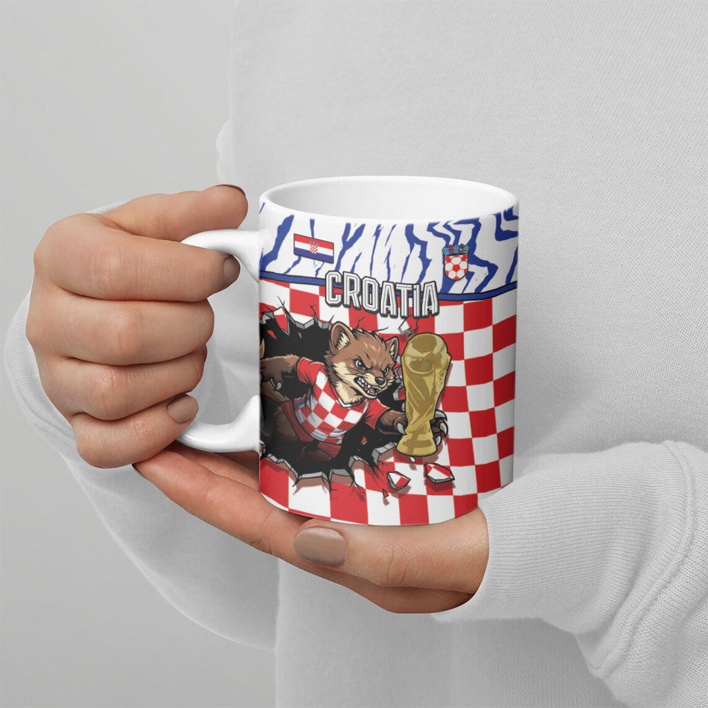 Custom Croatia Football Ceramic Mug Marten In Hole With Checkered Patterns