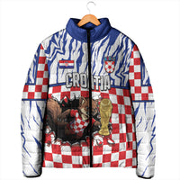 Custom Croatia Football Padded Jacket Marten In Hole With Checkered Patterns