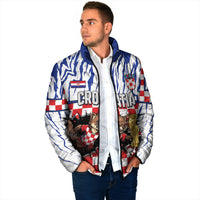 Custom Croatia Football Padded Jacket Marten In Hole With Checkered Patterns