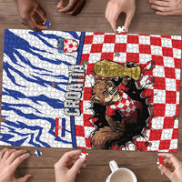 Croatia Football Puzzle Marten In Hole With Checkered Patterns