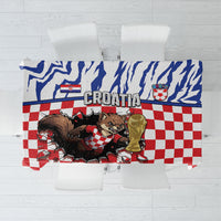 Croatia Football Tablecloth Marten In Hole With Checkered Patterns