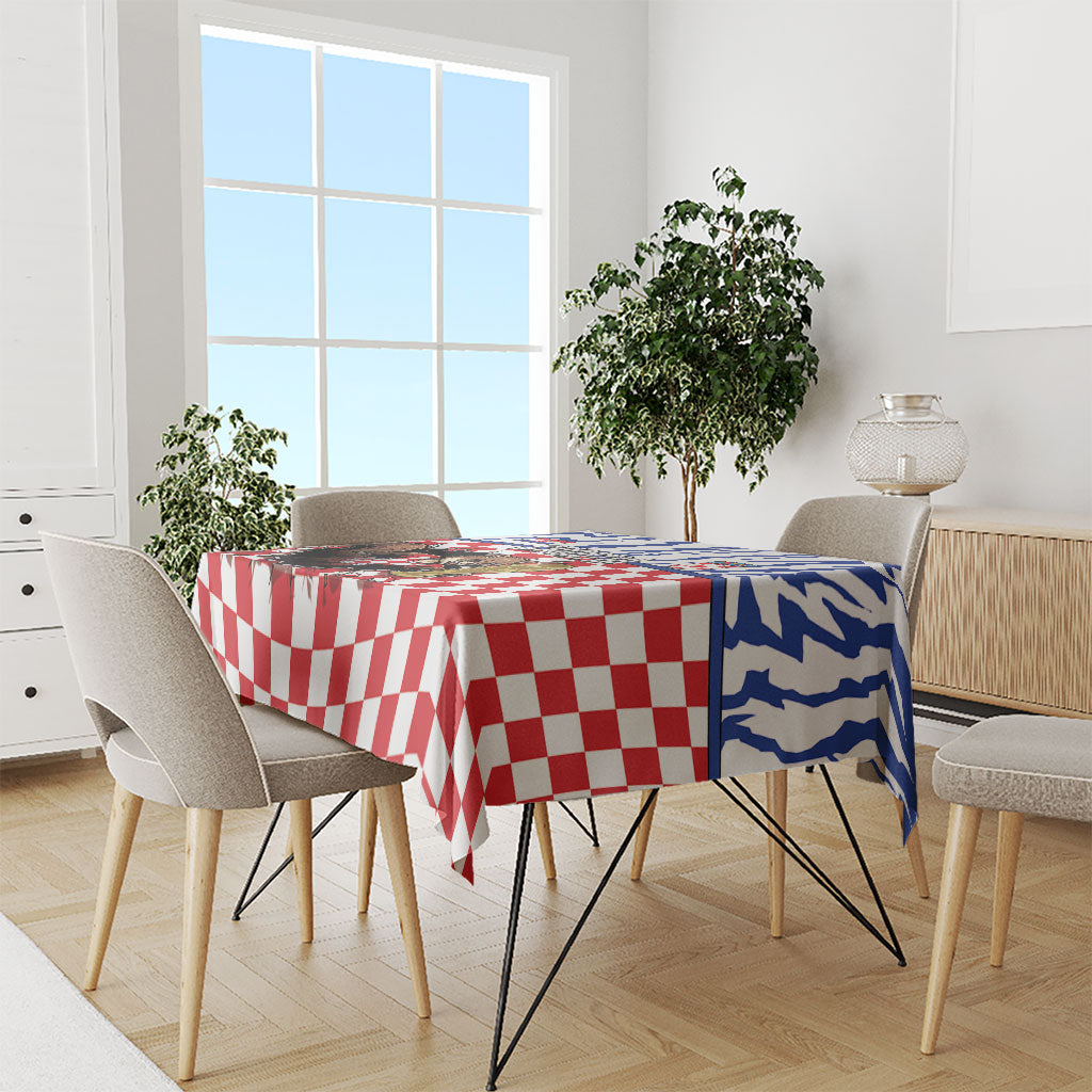 Croatia Football Tablecloth Marten In Hole With Checkered Patterns