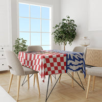 Croatia Football Tablecloth Marten In Hole With Checkered Patterns