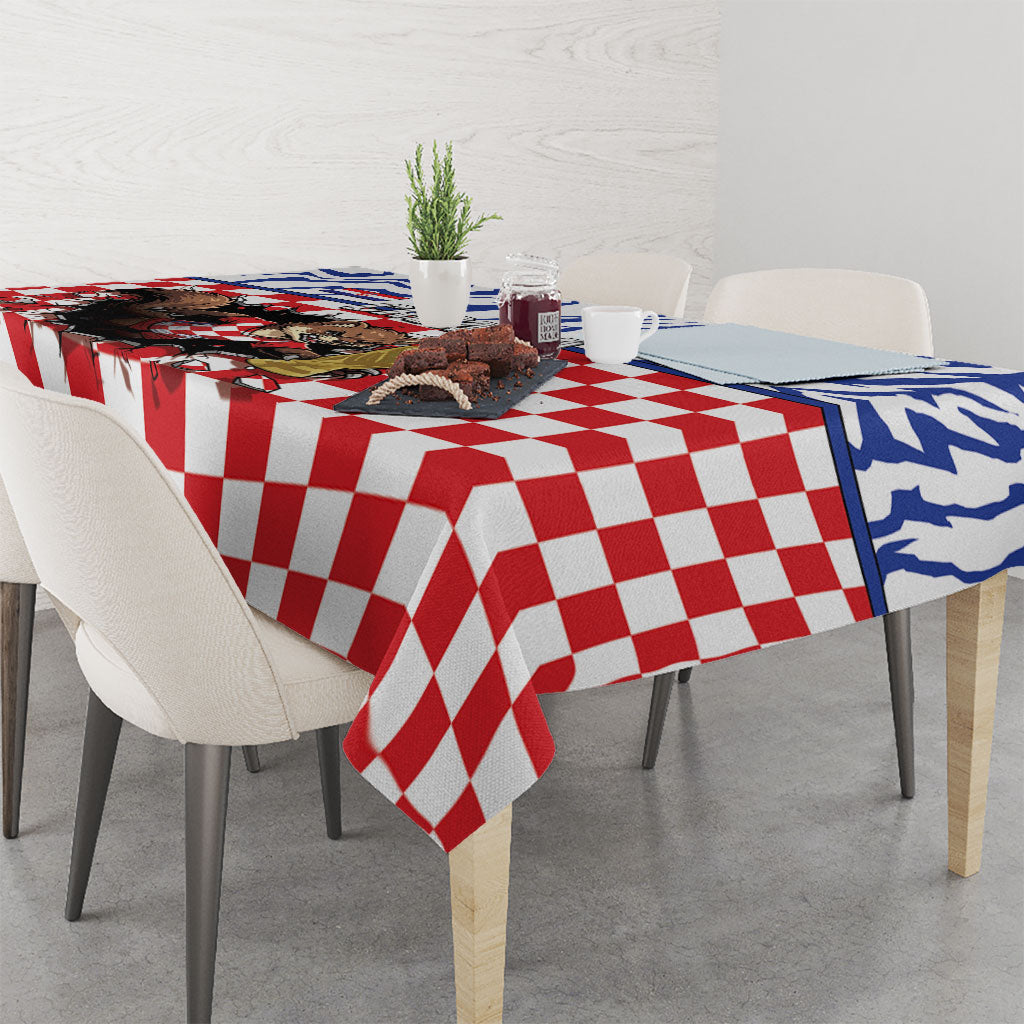 Croatia Football Tablecloth Marten In Hole With Checkered Patterns