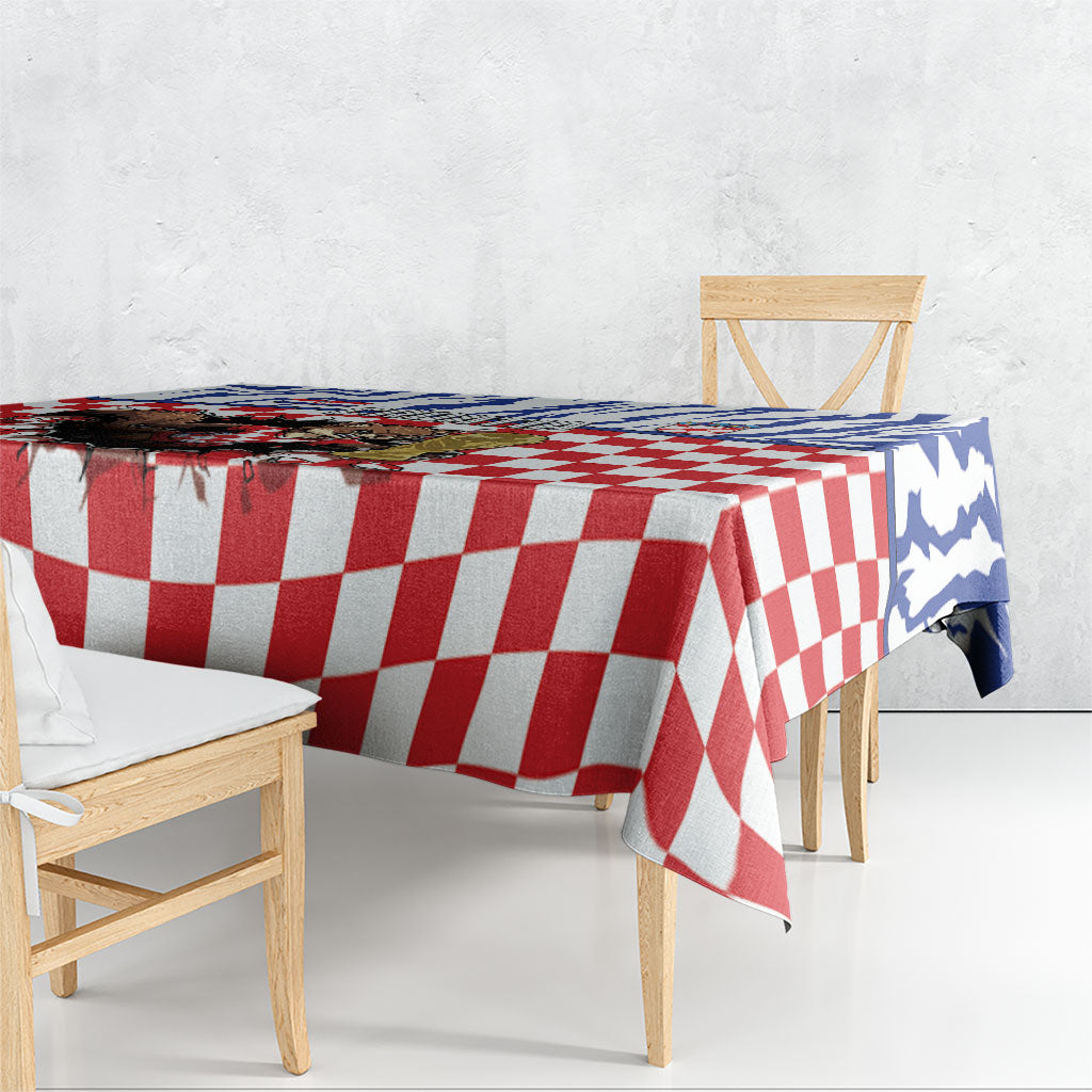 Croatia Football Tablecloth Marten In Hole With Checkered Patterns