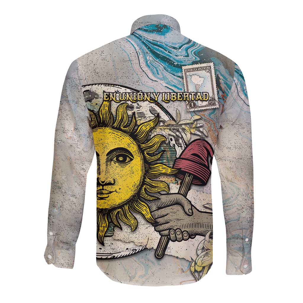 Argentina Long Sleeve Button Shirt Sol De Mayo Retro Style - Wonder Print Shop