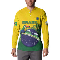 Personalized Brazil Button Sweatshirt Toco Toucan Tropical Vibes - Wonder Print Shop