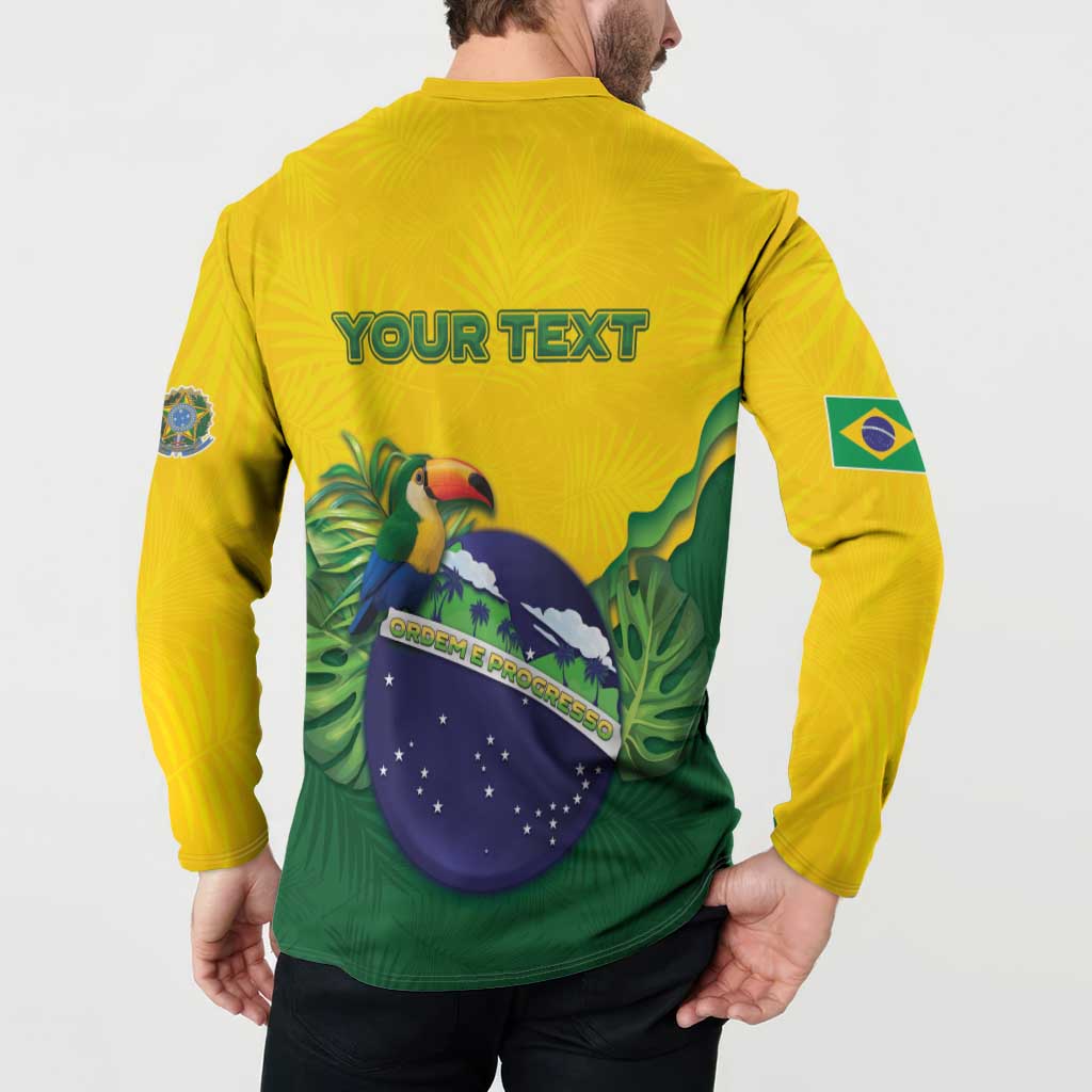 Personalized Brazil Button Sweatshirt Toco Toucan Tropical Vibes - Wonder Print Shop