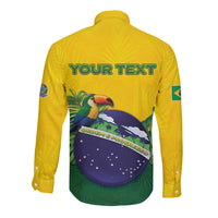 Personalized Brazil Long Sleeve Button Shirt Toco Toucan Tropical Vibes - Wonder Print Shop