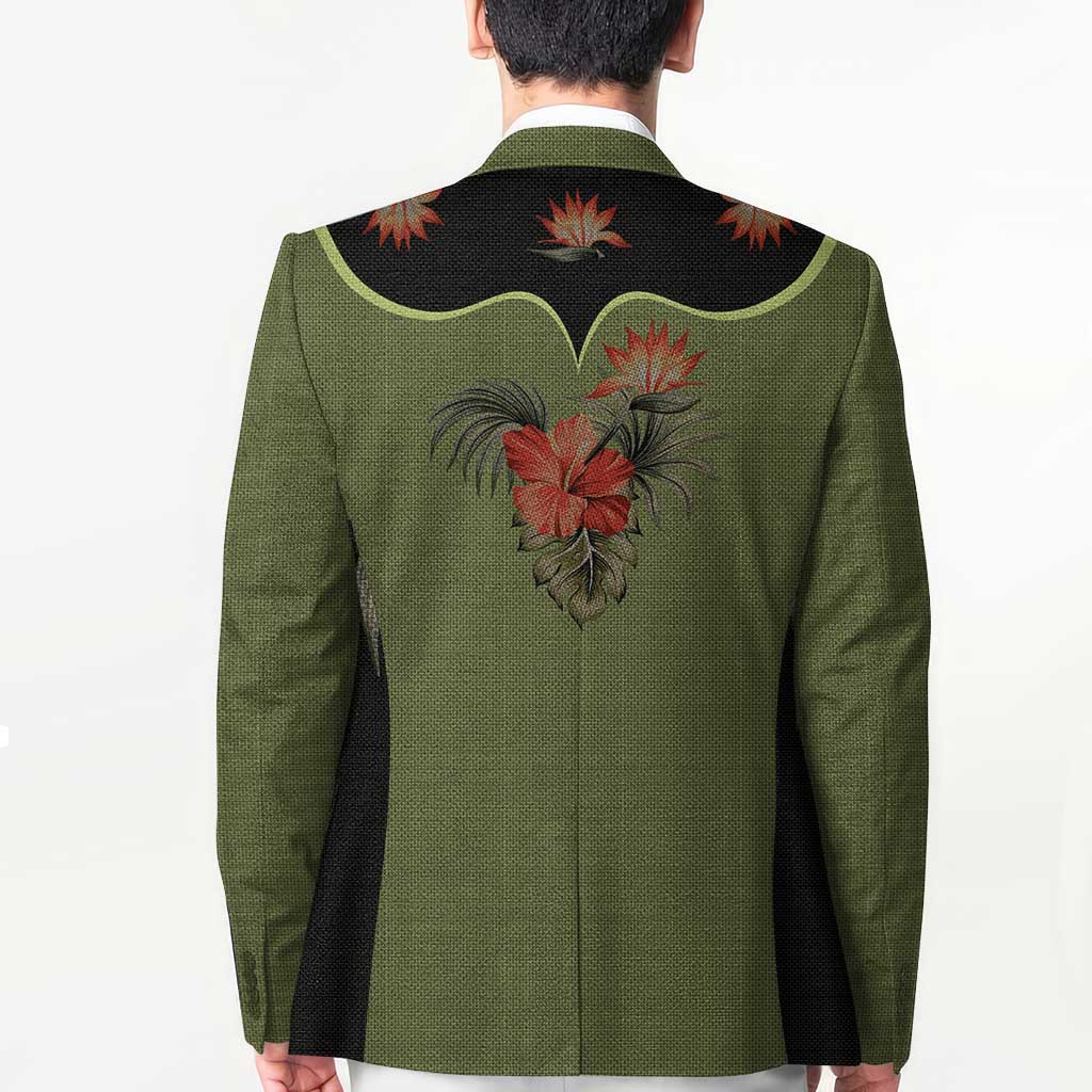 Western Yoke Blazer Tropical Hibiscus Cowboy Style - Wonder Print Shop