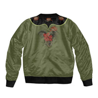 Western Yoke Bomber Jacket Tropical Hibiscus Cowboy Style - Wonder Print Shop