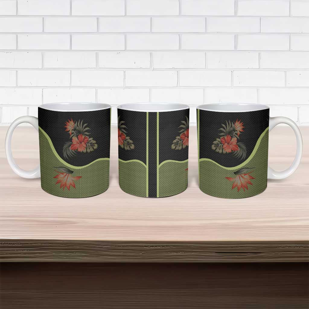 Western Yoke Ceramic Mug Tropical Hibiscus Cowboy Style - Wonder Print Shop