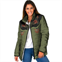 Western Yoke Padded Jacket Tropical Hibiscus Cowboy Style - Wonder Print Shop
