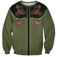 Western Yoke Sweatshirt Tropical Hibiscus Cowboy Style - Wonder Print Shop