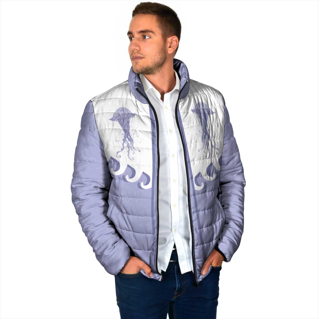 Western Yoke Padded Jacket Jellyfish And Water Bubbles Cowboy Style - Wonder Print Shop