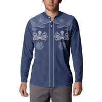 Western Yoke Button Sweatshirt Octopus And Coral Cowboy Style - Wonder Print Shop