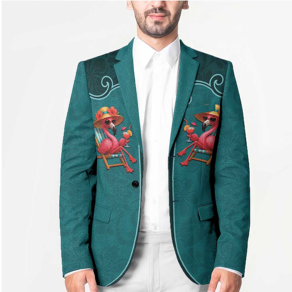 Western Yoke Blazer Flamingo Relax Cowboy Style - Wonder Print Shop