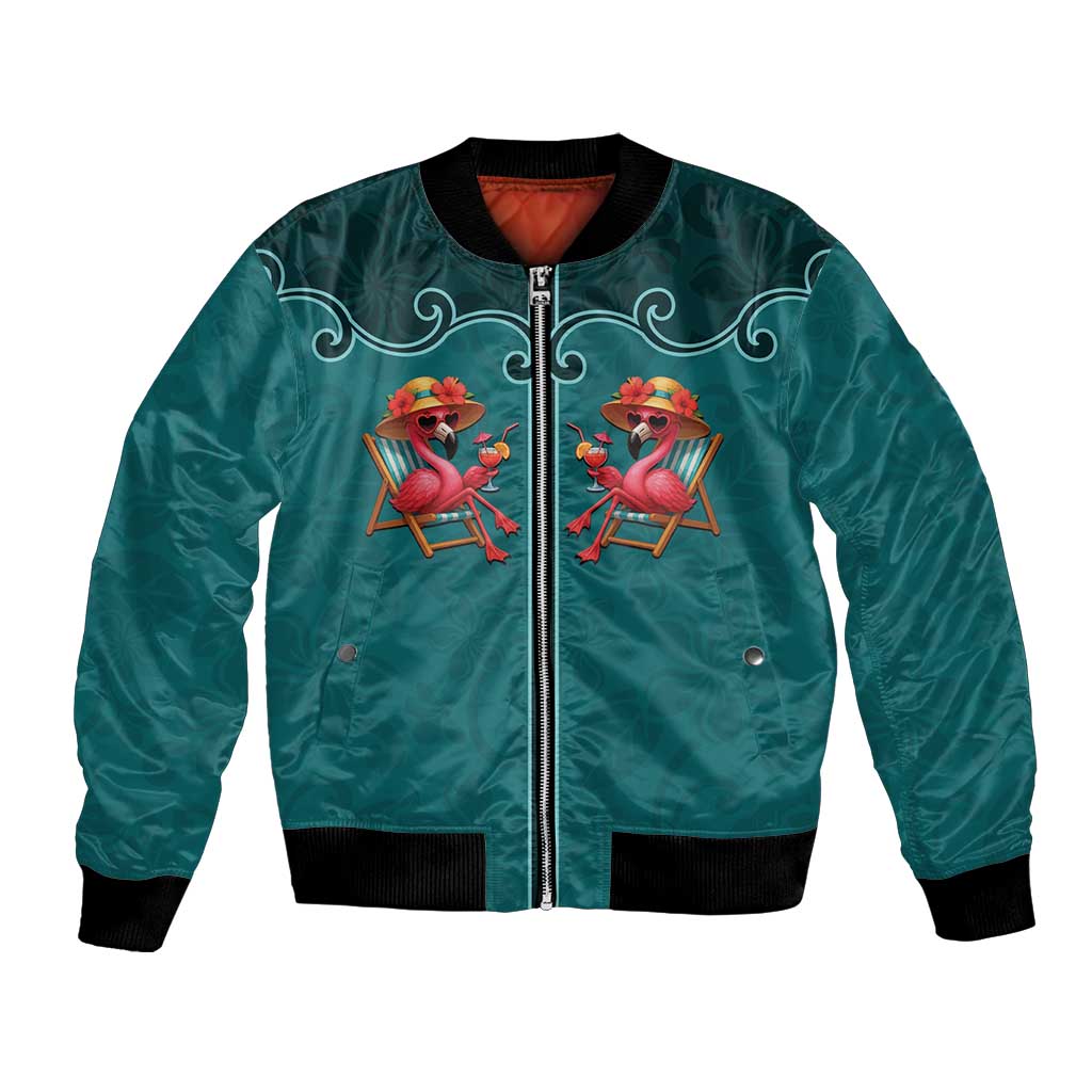 Western Yoke Bomber Jacket Flamingo Relax Cowboy Style - Wonder Print Shop