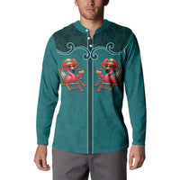 Western Yoke Button Sweatshirt Flamingo Relax Cowboy Style - Wonder Print Shop
