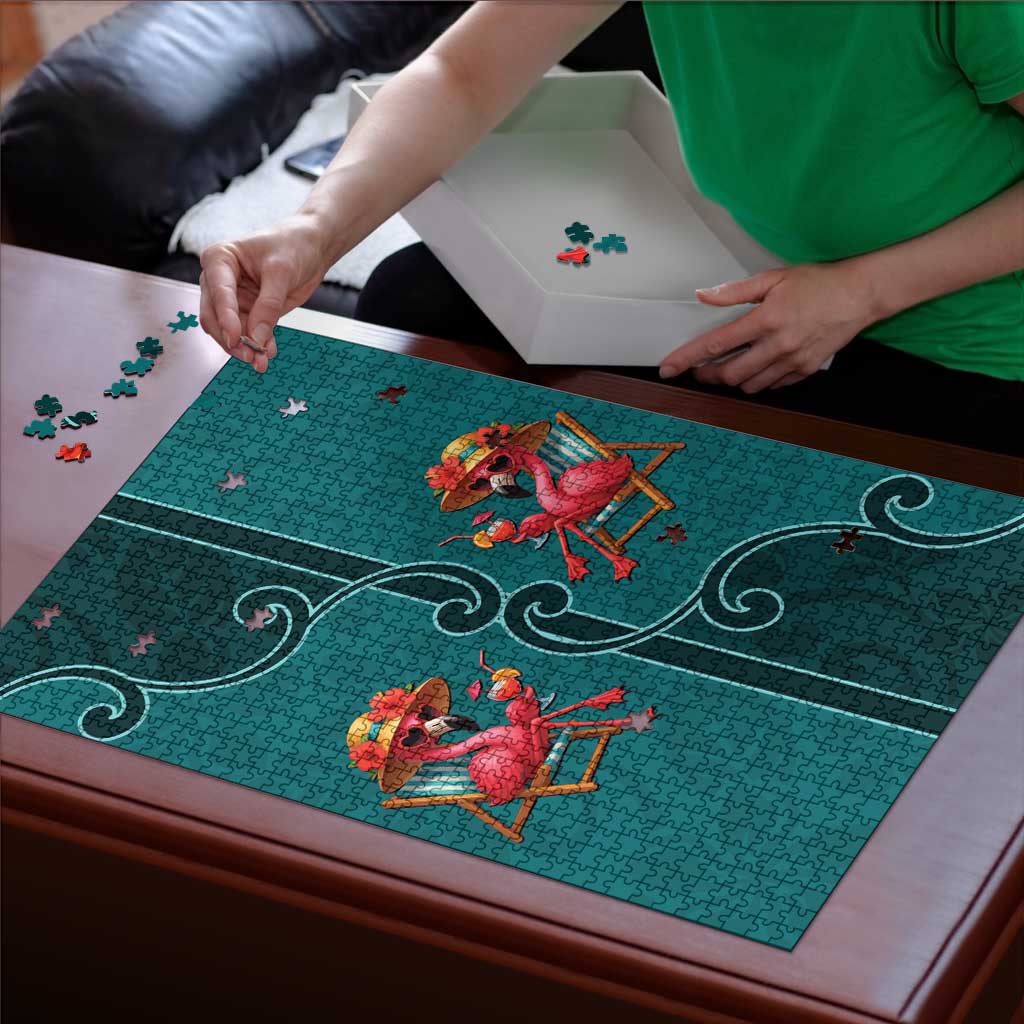 Western Yoke Puzzle Flamingo Relax Cowboy Style - Wonder Print Shop