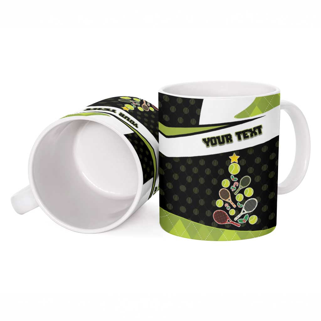 Personalized Tennis Christmas Ceramic Mug Ho Ho Hold My Racquet - Wonder Print Shop