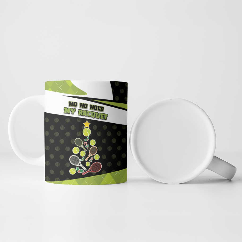 Personalized Tennis Christmas Ceramic Mug Ho Ho Hold My Racquet - Wonder Print Shop