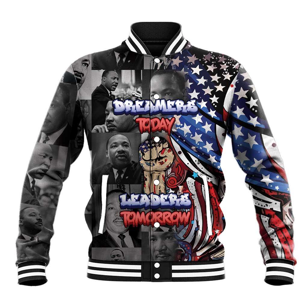 Martin Luther King Jr Day Baseball Jacket Dreamers Today Leaders Tomorrow - Wonder Print Shop