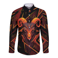 Custom Aries Zodiac Long Sleeve Button Shirt With Bold Triangle
