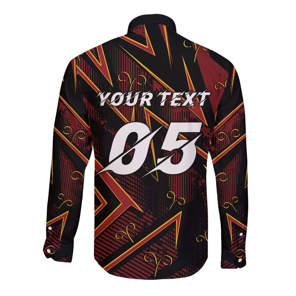 Custom Aries Zodiac Long Sleeve Button Shirt With Bold Triangle