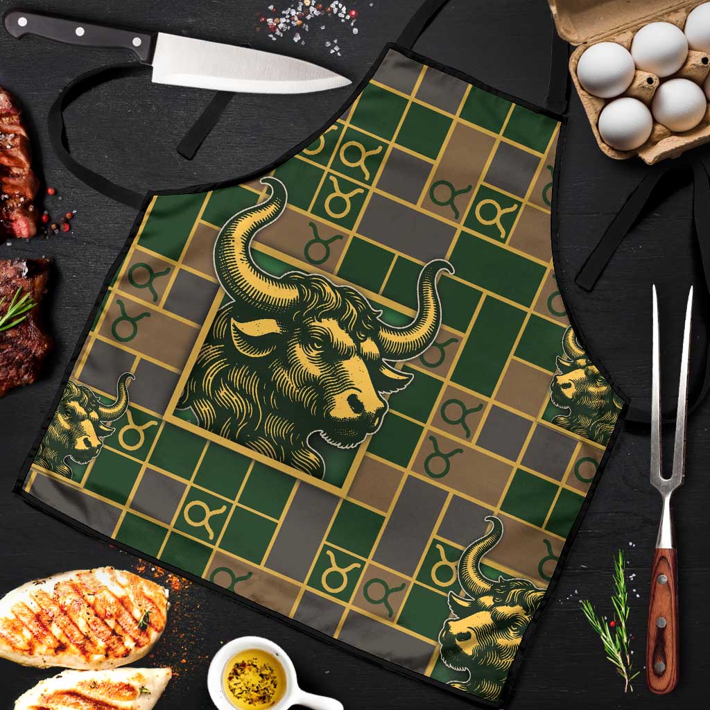 Taurus Zodiac Apron Checkered Pattern