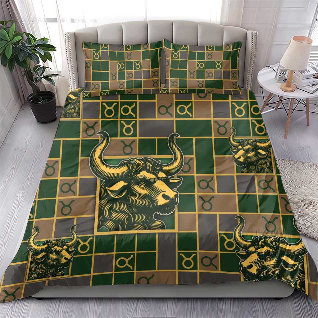 Taurus Zodiac Bedding Set Checkered Pattern