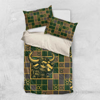Taurus Zodiac Bedding Set Checkered Pattern