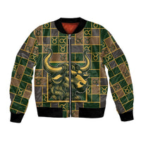 Custom Taurus Zodiac Bomber Jacket Checkered Pattern