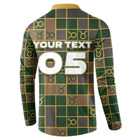 Custom Taurus Zodiac Button Sweatshirt Checkered Pattern