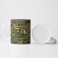 Custom Taurus Zodiac Ceramic Mug Checkered Pattern