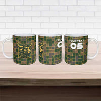 Custom Taurus Zodiac Ceramic Mug Checkered Pattern