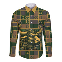 Custom Taurus Zodiac Long Sleeve Button Shirt Checkered Pattern