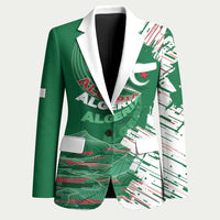 Custom Algeria Football Blazer Glitch Effect Desert Lines And Star Crescent