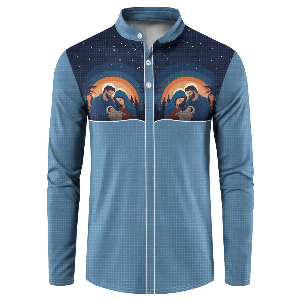 Western Yoke Button Sweatshirt Holy Family Christmas Cowboy Style - Wonder Print Shop