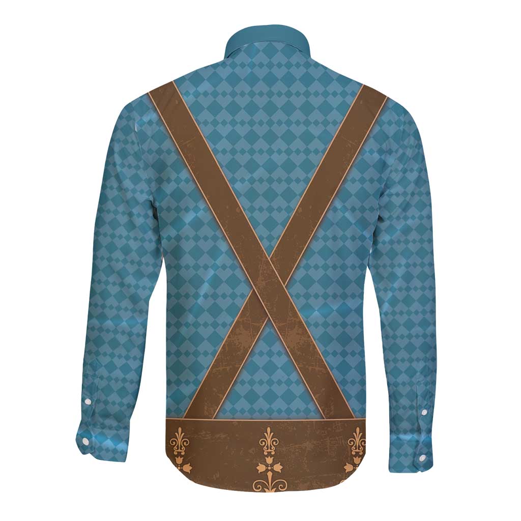 Oktoberfest Long Sleeve Button Shirt Lederhosen Retro Style - Wonder Print Shop