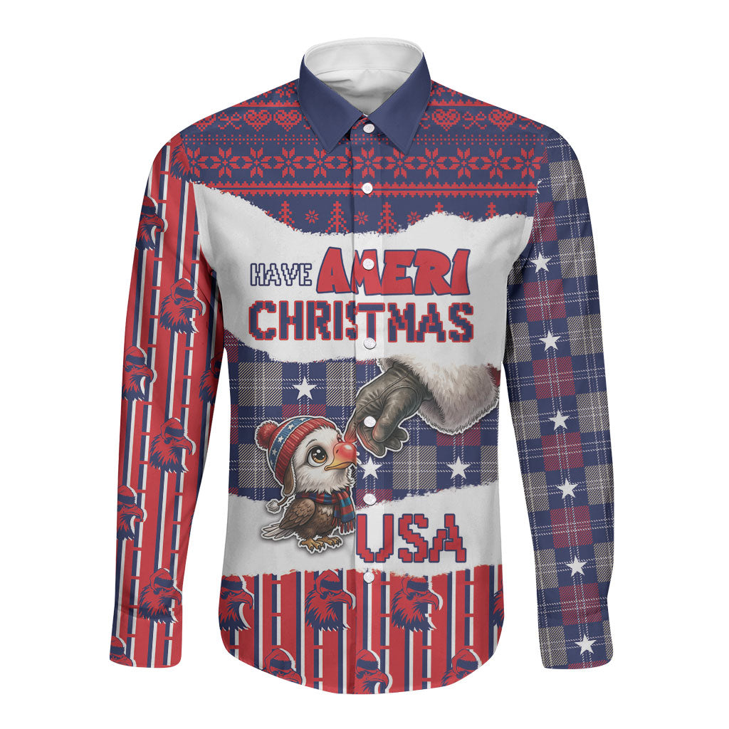 Personalized Have Ameri Christmas USA Long Sleeve Button Shirt Such a Cute Baby Eagle Boop
