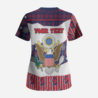 Personalized Have Ameri Christmas USA Scrub Top Such a Cute Baby Eagle Boop
