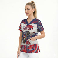 Personalized Have Ameri Christmas USA Scrub Top Such a Cute Baby Eagle Boop