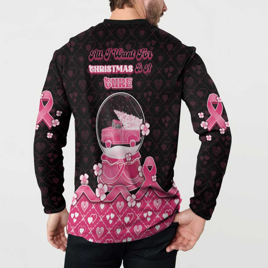Breast Cancer Christmas Button Sweatshirt Merry Pinkmas - Wonder Print Shop