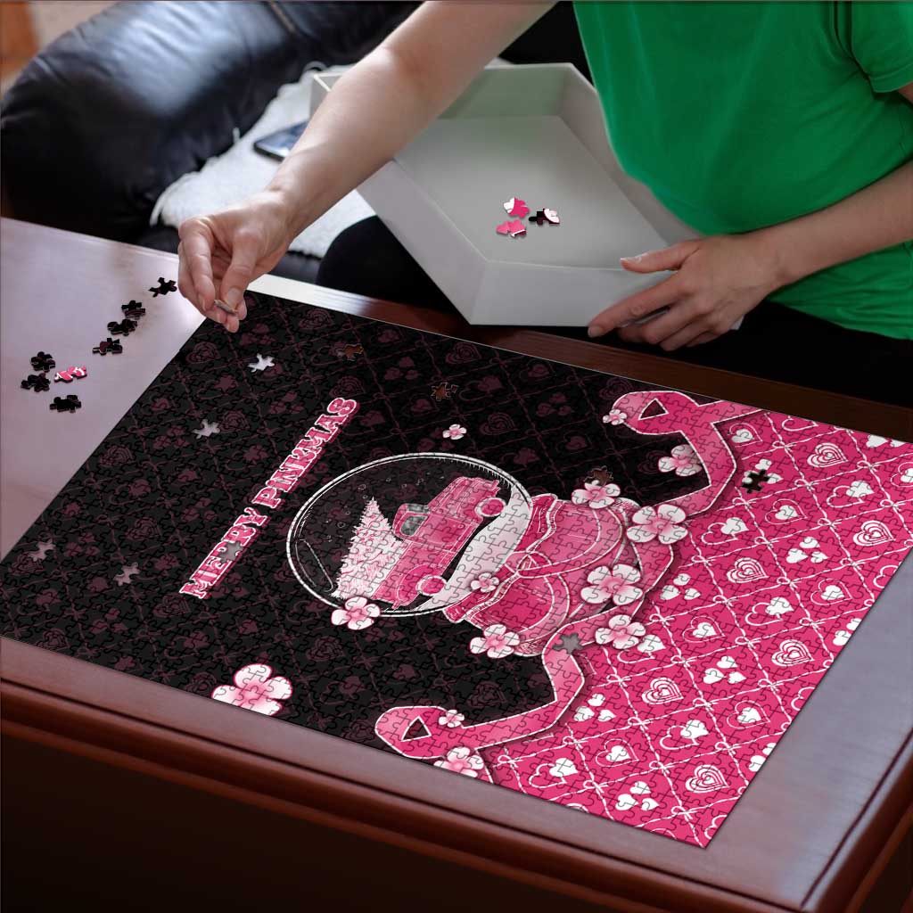 Breast Cancer Christmas Puzzle Merry Pinkmas - Wonder Print Shop