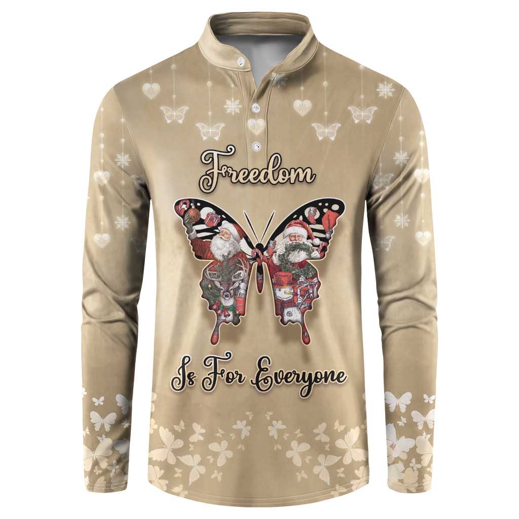 Butterfly Christmas Button Sweatshirt Freedom Is For Everyone - Wonder Print Shop