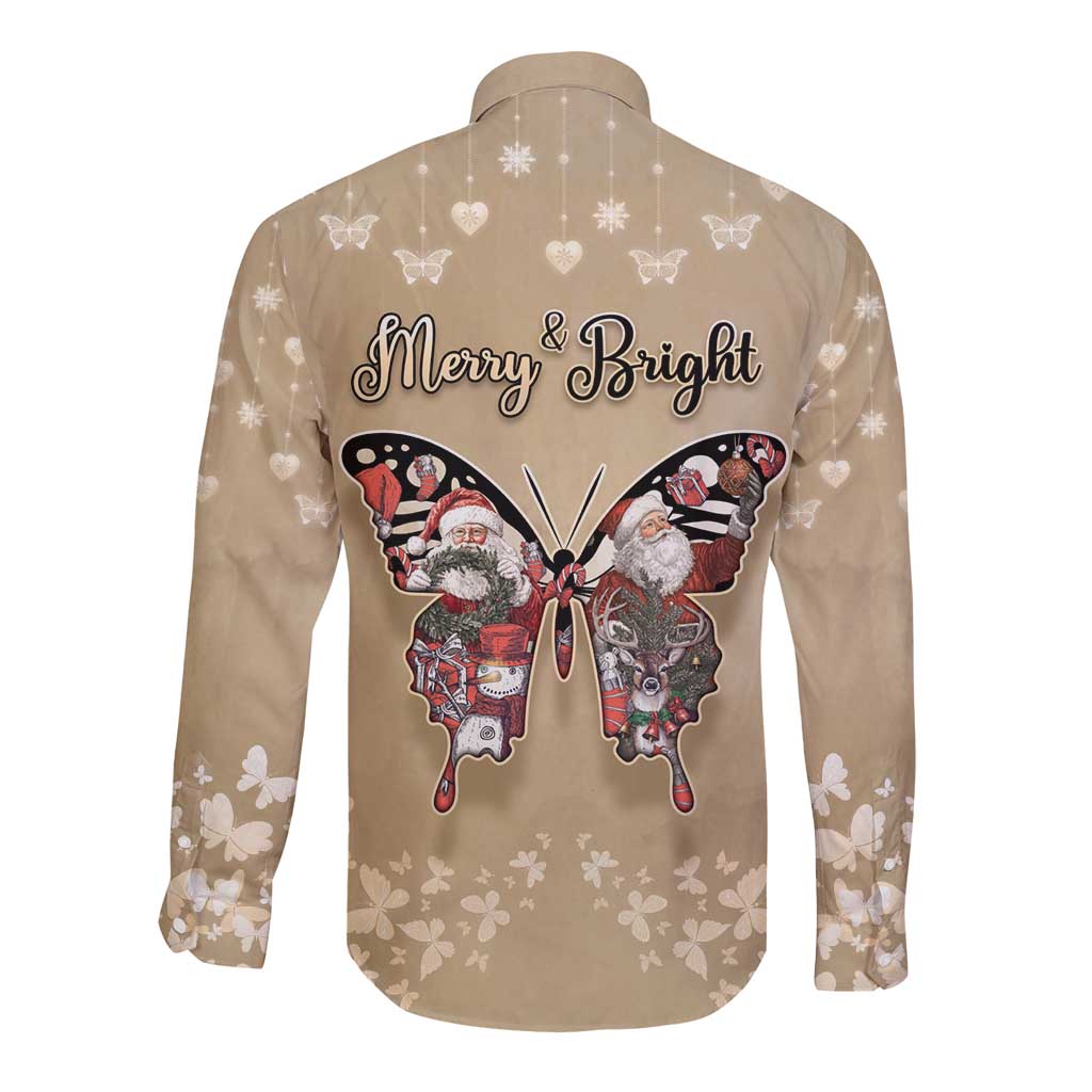 Butterfly Christmas Long Sleeve Button Shirt Freedom Is For Everyone - Wonder Print Shop