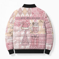 Braille Christmas Bomber Puffer Jacket Tis The Season Patchwork Style - Wonder Print Shop