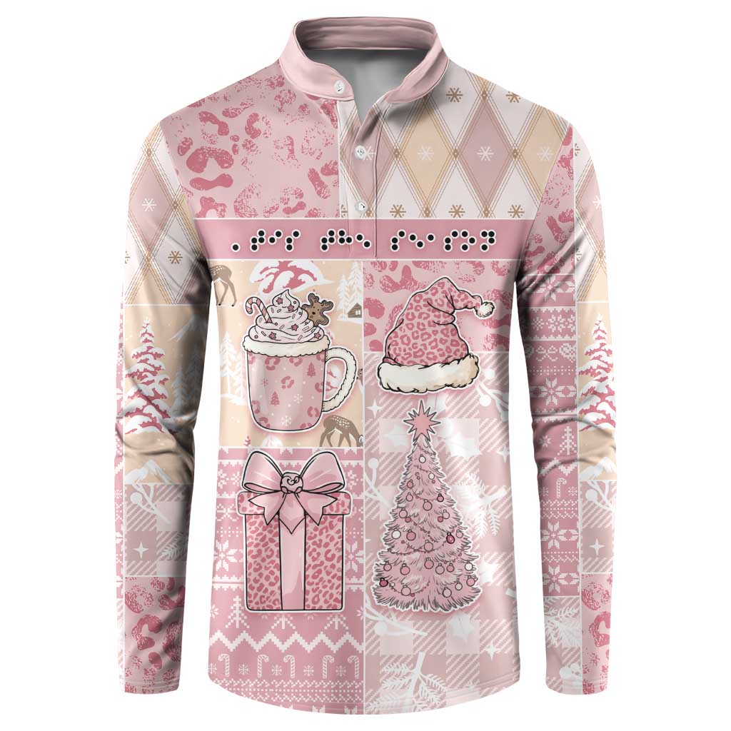 Braille Christmas Button Sweatshirt Tis The Season Patchwork Style - Wonder Print Shop
